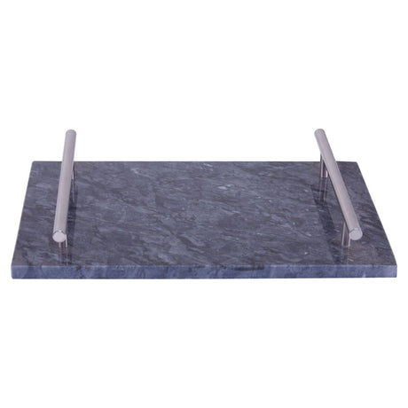 Black Marble Tray With Silver Handles