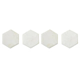 Set Of Four White Marble Hexagonal Coasters