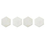 Set Of Four White Marble Hexagonal Coasters