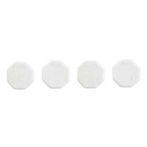 Set Of Four White Marble Octagonal Coasters