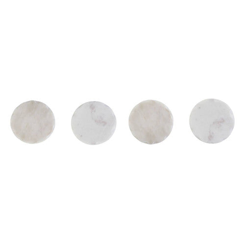 Set Of Four White Marble Rough Edge Coasters