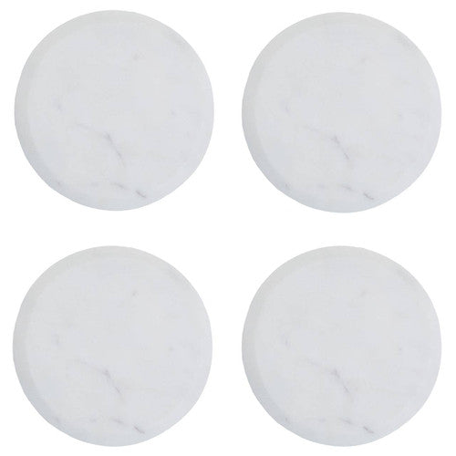 Kindia Set Of Four Round White Marble Coasters