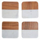 Set Of Four White Marble And Acacia Coasters