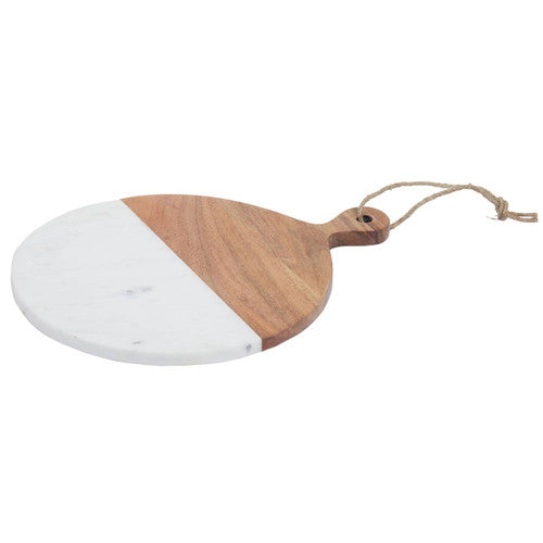 Small White Marble And Acacia Wood Paddle Board