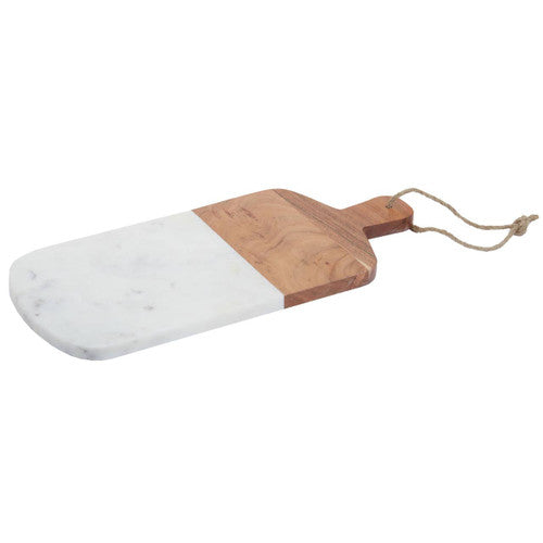 Rectangle White Marble And Acacia Wood Paddle Board