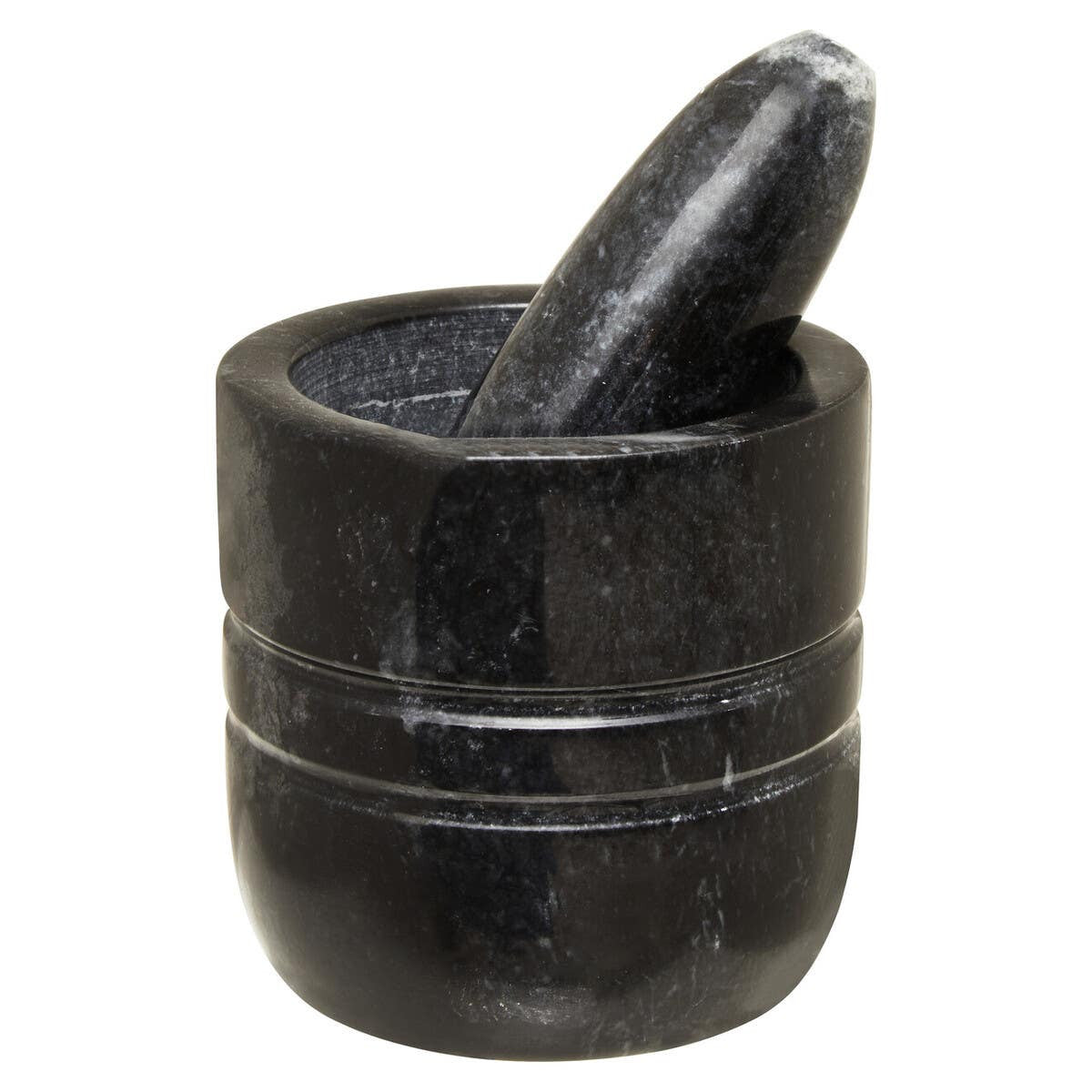 Black Marble Textured Mortar And Pestle