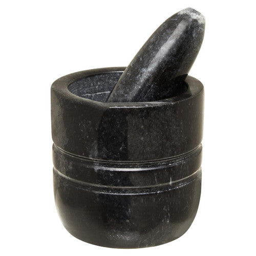 Black Marble Textured Mortar And Pestle