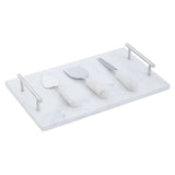 Marina White And Silver Cheese Knife Set