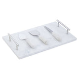Marina White And Silver Cheese Knife Set