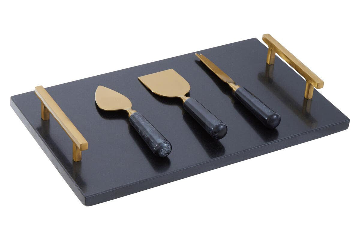 Marina Black And Gold Cheese Knife Set
