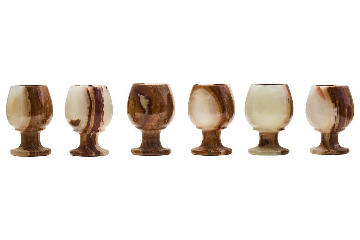 Marmore Set of Six Onyx Shot or Liqueur Glasses