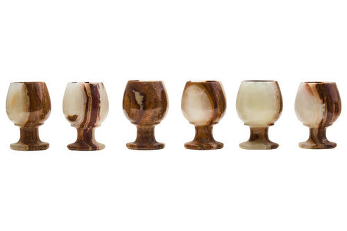 Marmore Set of Six Onyx Shot or Liqueur Glasses