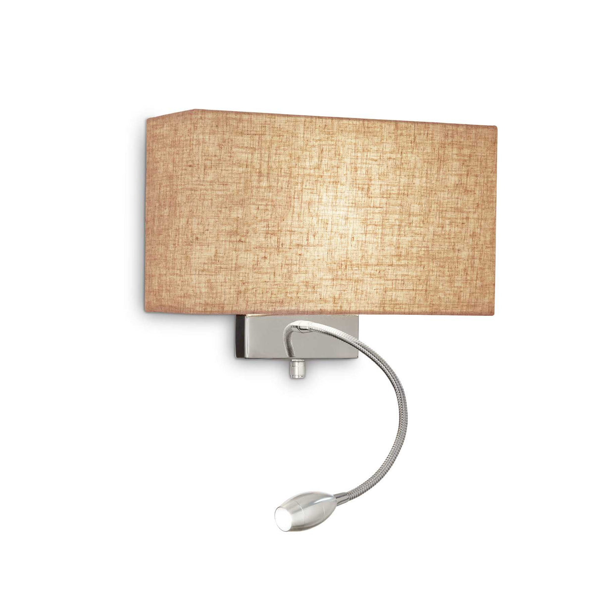 Modern Twin Fabric Shade Wall Lamp with Chrome LED Reading Arm