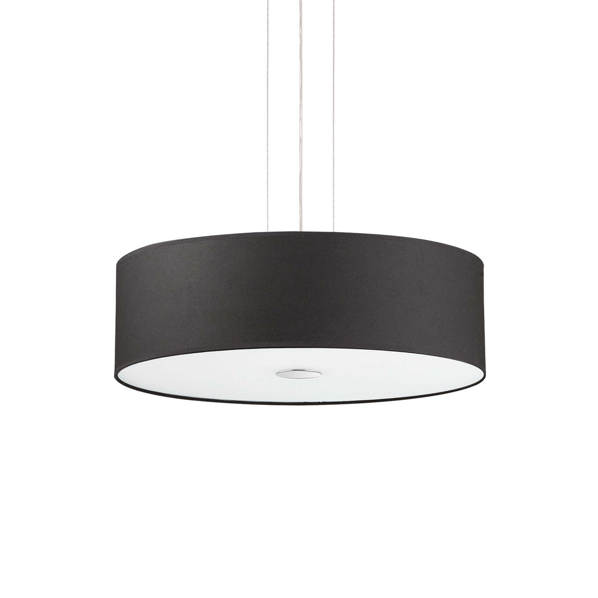 Modern Black Fabric Drum Shade Pendant Light - Woody Collection