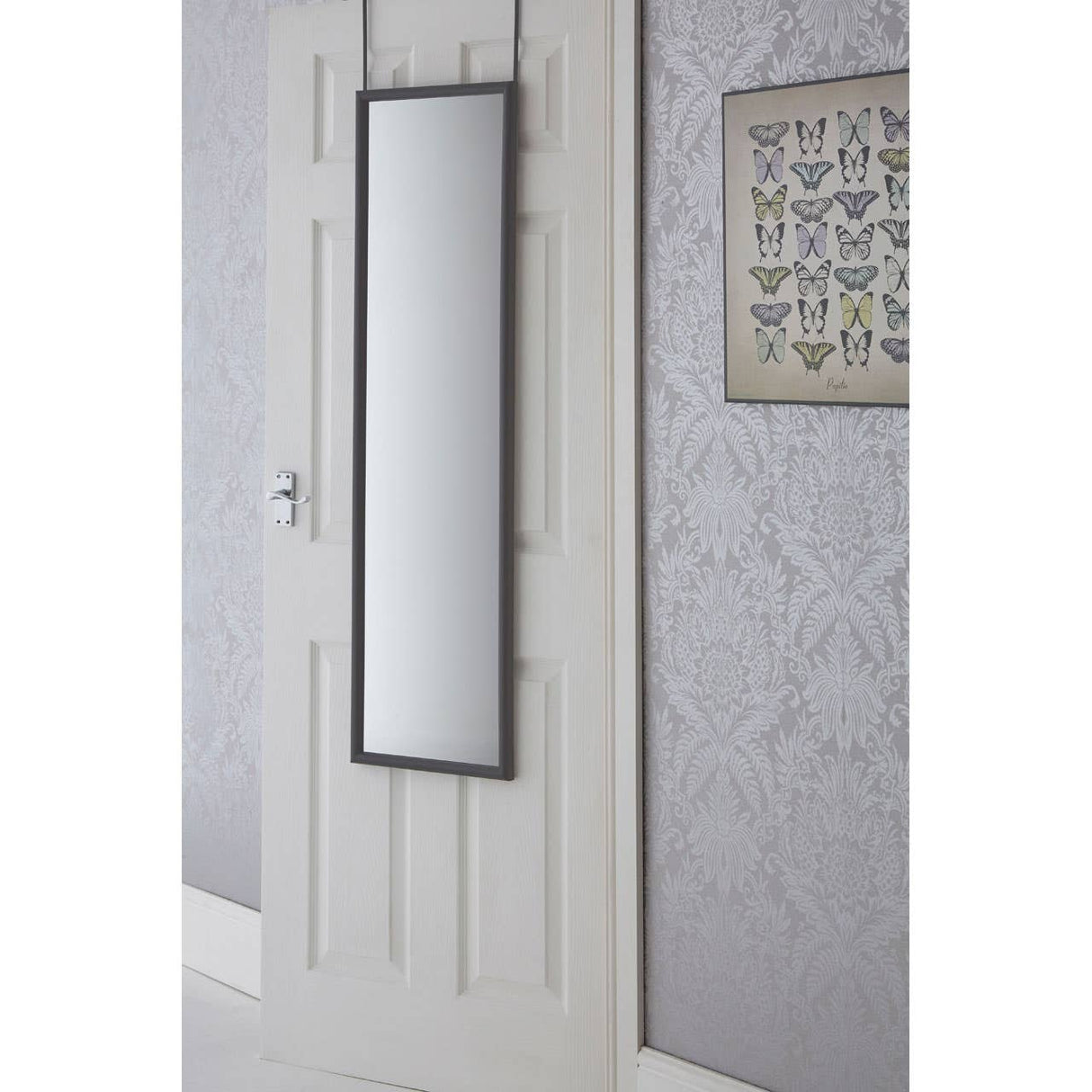 Over Door Grey Plastic Frame Mirror