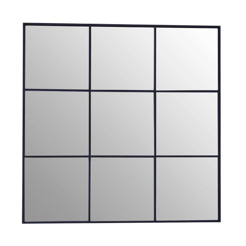 Oriel Grid Wall Mirror with Black Finish Frame