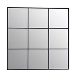 Oriel Grid Wall Mirror with Black Finish Frame