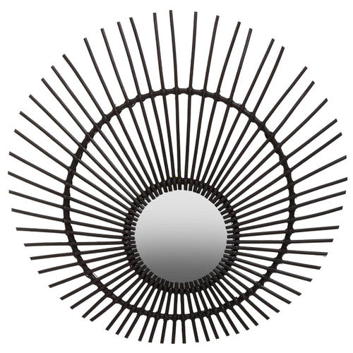 Mataram Black Natural Rattan Wall Mirror