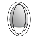 Avento Oval Shelved Black Wall Mirror