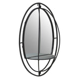 Avento Oval Shelved Black Wall Mirror