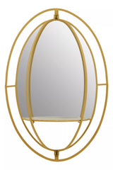 Avento Oval Shelved Gold Wall Mirror