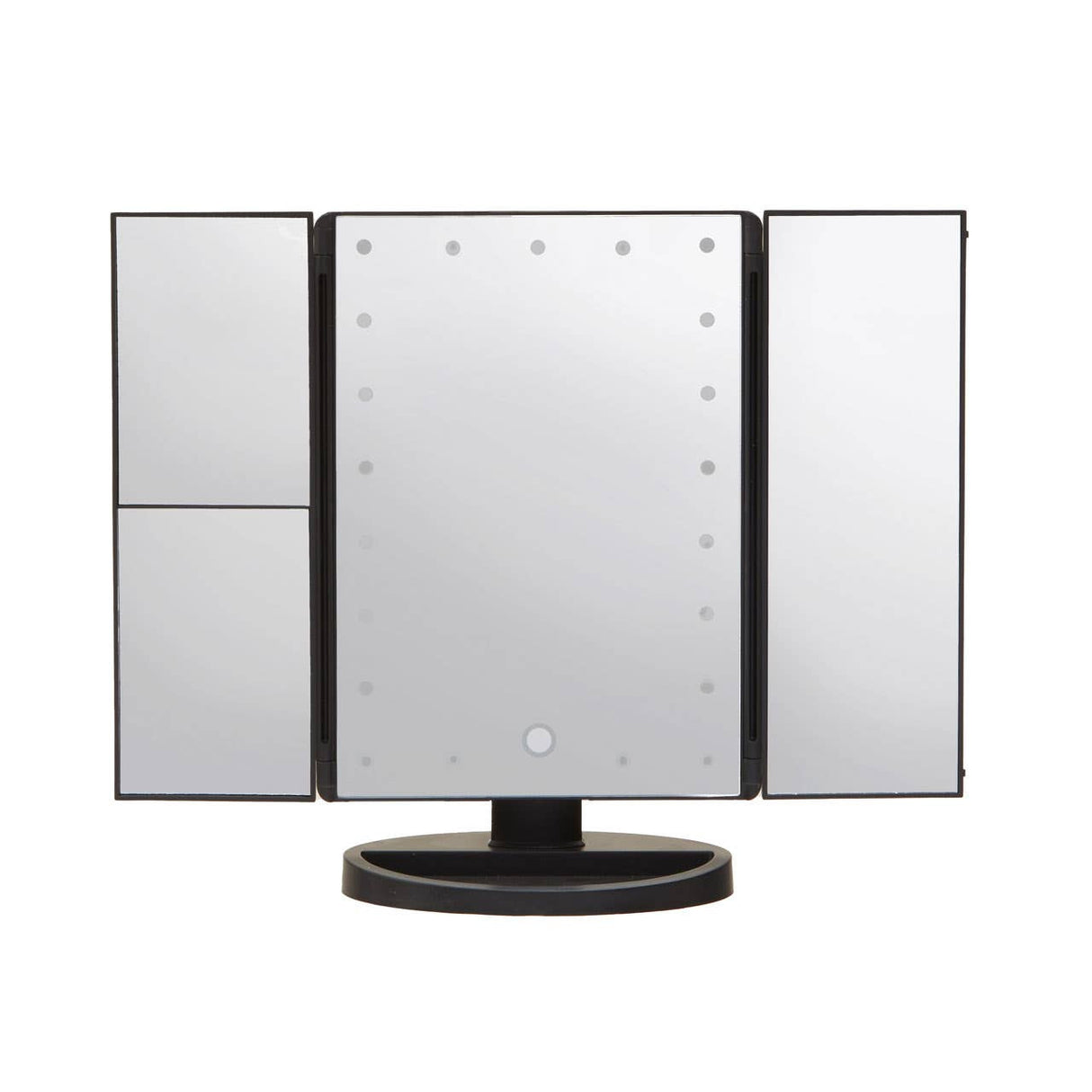 Cassini Tri Fold Illuminated Black LED Table Mirror