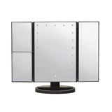 Cassini Tri Fold Illuminated Black LED Table Mirror