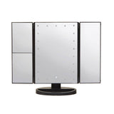 Cassini Tri Fold Illuminated Black LED Table Mirror