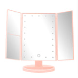 Cassini Tri Fold Illluminated Pink LED Table Mirror