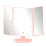 Cassini Tri Fold Illluminated Pink LED Table Mirror