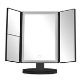 Cassini Tri Fold Border Black Table Mirror