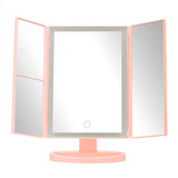 Cassini Tri Fold Border Pink Table Mirror