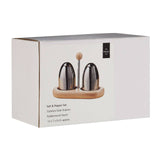 Rubberwood And Stainless Steel Salt And Pepper Set