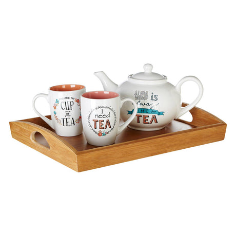 Bamboo Serving Tray With Handles