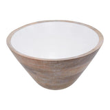 Kara Large Mango Wood Serving Bowl with White Enamel