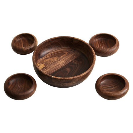 Kora 5pc Sheesham Wood Salad Bowl Set