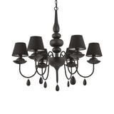 Elegant Black Blanche Chandelier with Six Coolie Shades