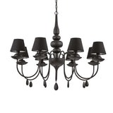 Elegant Blanche 8-Light Black Chandelier with Mini Shades