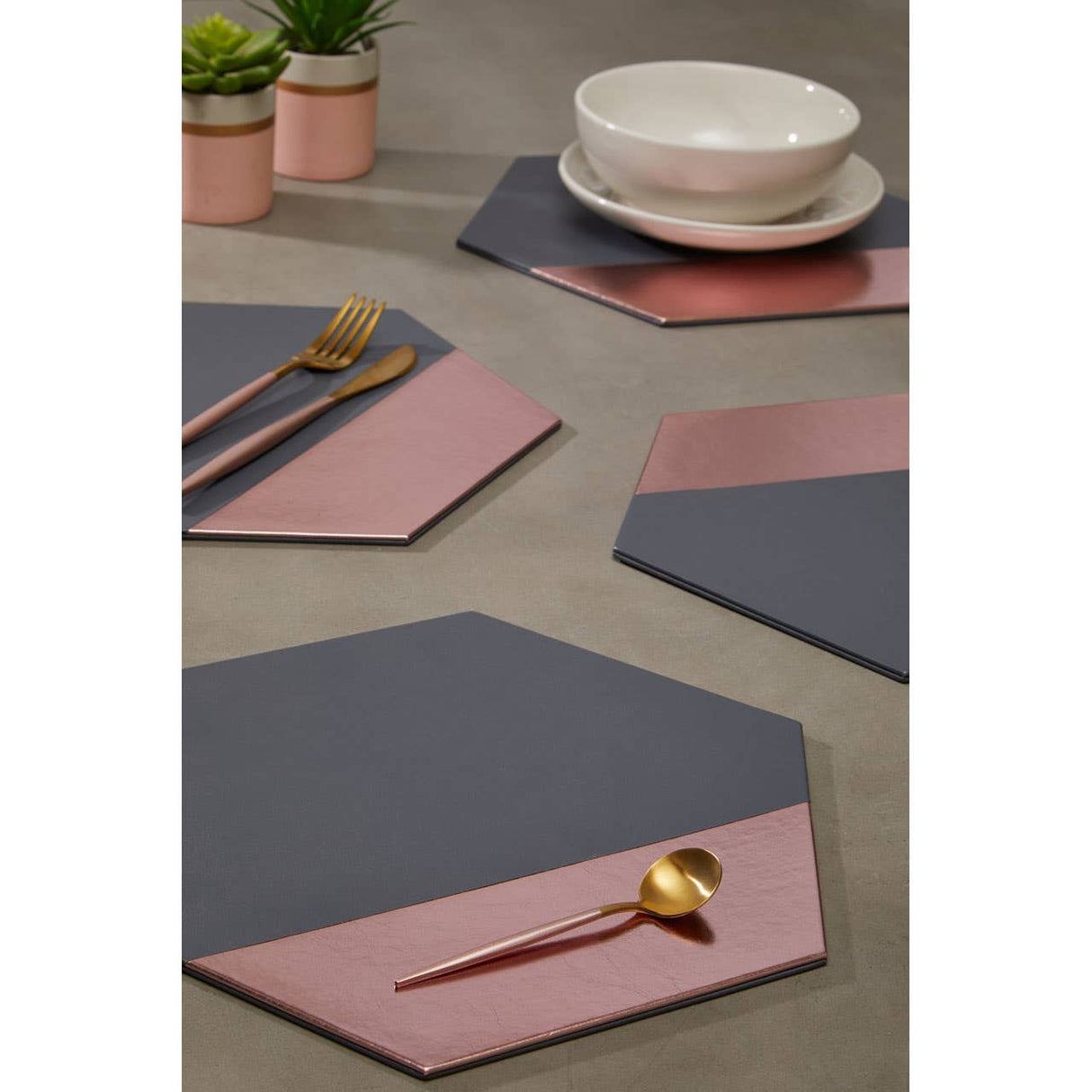 Geome Dipped Grey And Rose Gold Placements