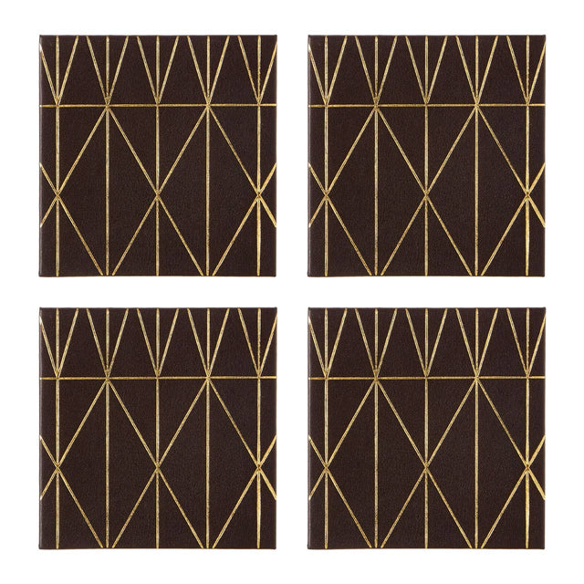 Geome Prism Black And Gold Coasters