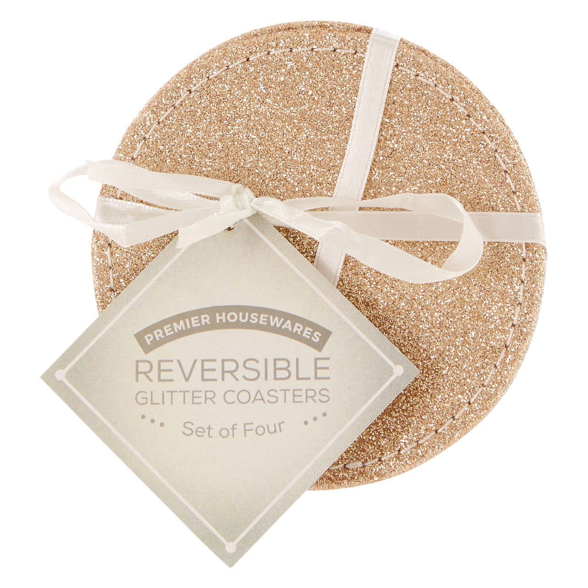 Reversible Gold And Silver Glitter Coasters