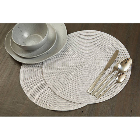 Round Silver Thread Woven Placemat