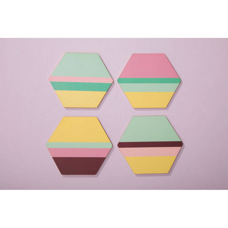 Mimo Set Of 4 Miami Strip/Gold Foil Coasters