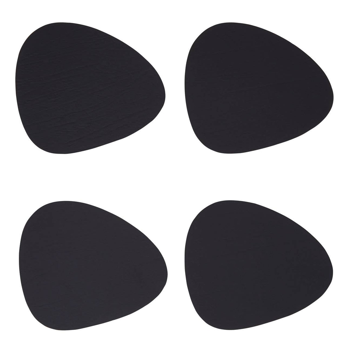 4Pc Pebble Black Leather Coasters