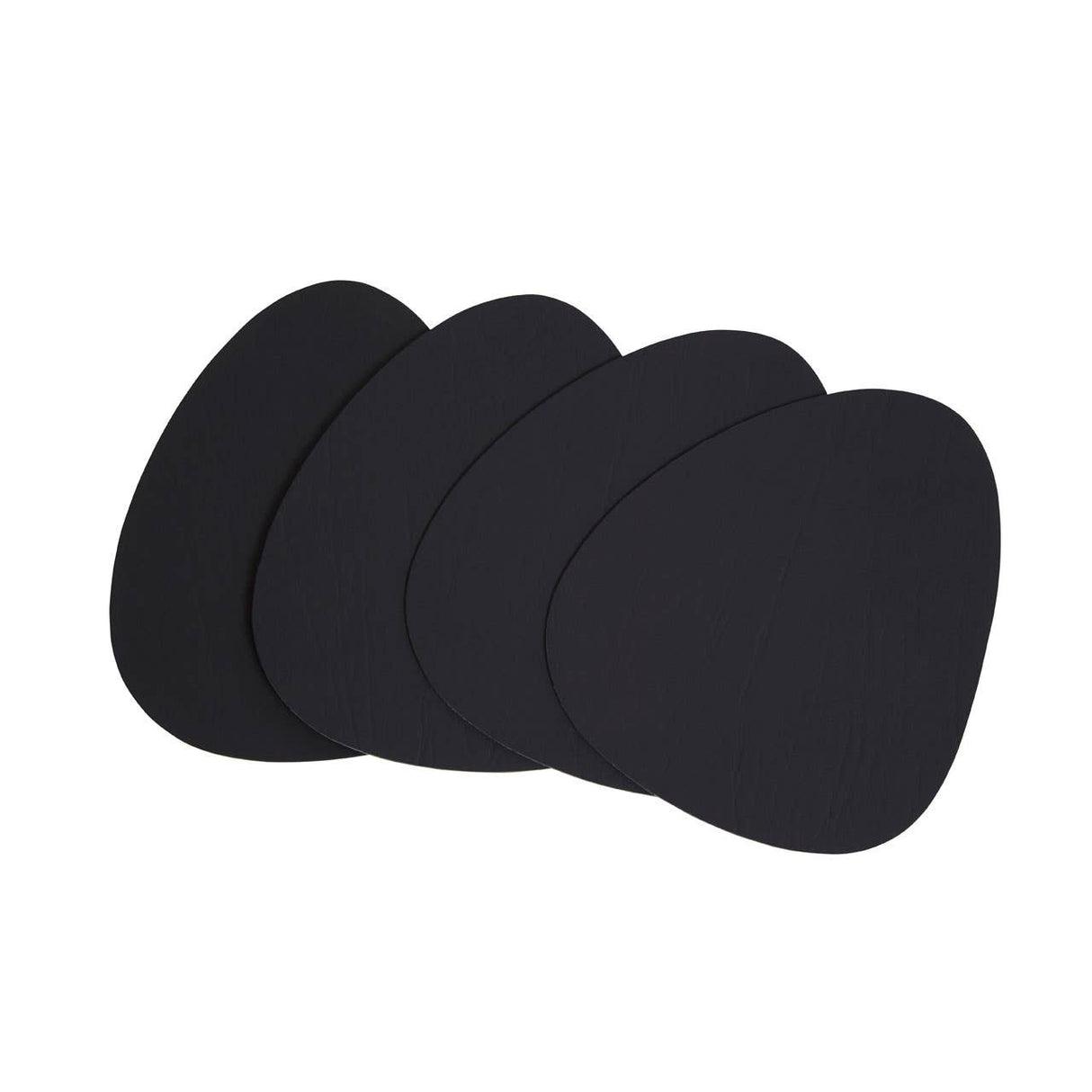 4Pc Pebble Black Leather Coasters