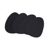 4Pc Pebble Black Leather Coasters