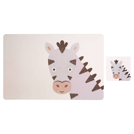 Set Of 2 Zebra Placemat And Coaster
