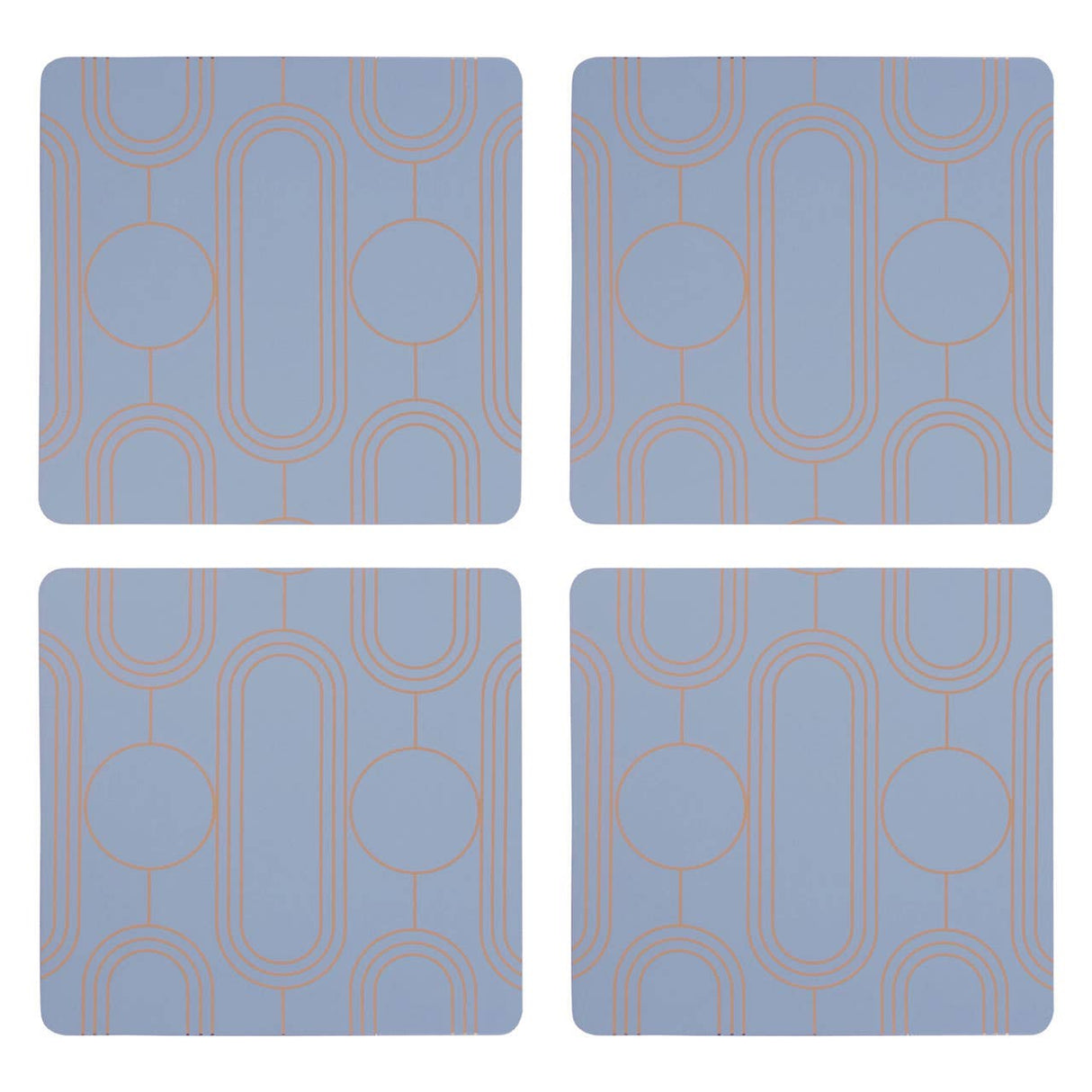 4Pc Frosted Deco Blue Coasters