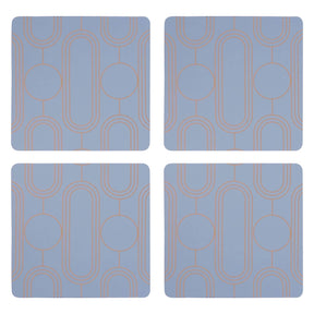 4Pc Frosted Deco Blue Coasters