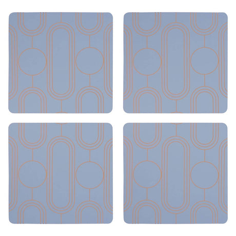 4Pc Frosted Deco Blue Coasters